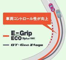 従来品(GT-ECO Stage)とクールクッションプロファイルを採用したEfficientGrip ECO EG01のコーナリング走行イメージ